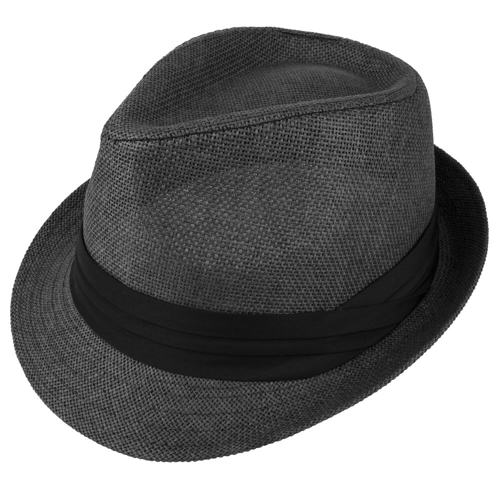 6047 Summer Fedora Panama Straw Hats with Black Band Large/X-Large, Black